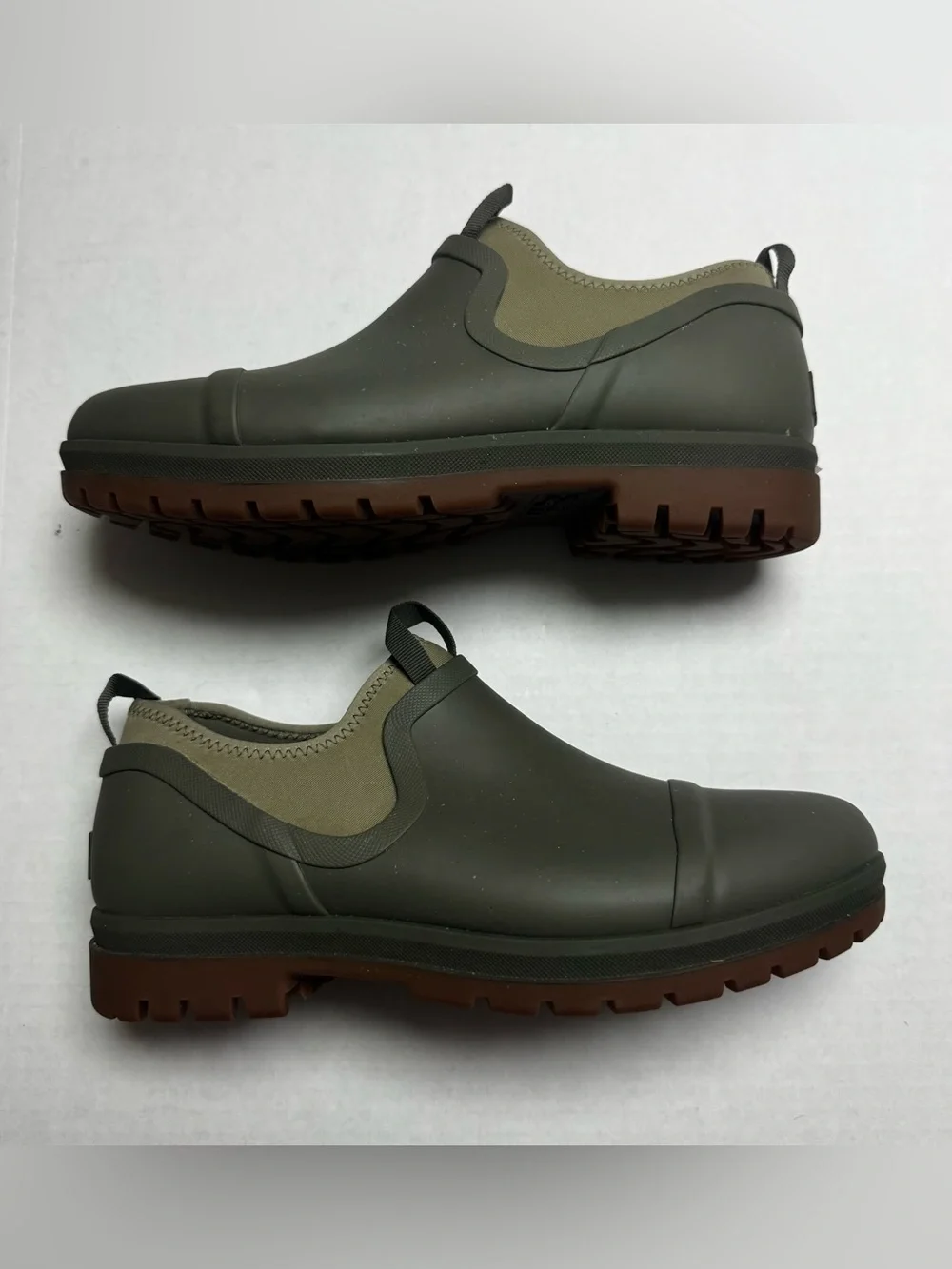 LL BEAN Rugged Wellie In Kelp Green/ Peat Moss Wellies Slip On Rain Shoes 10M